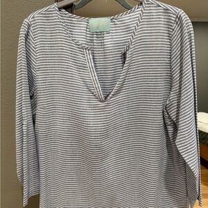 Elegant Gray Striped Blouse